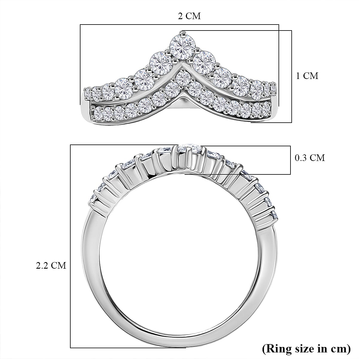 Djoy Moissanite Ring in Rhodium Overlay Sterling Silver