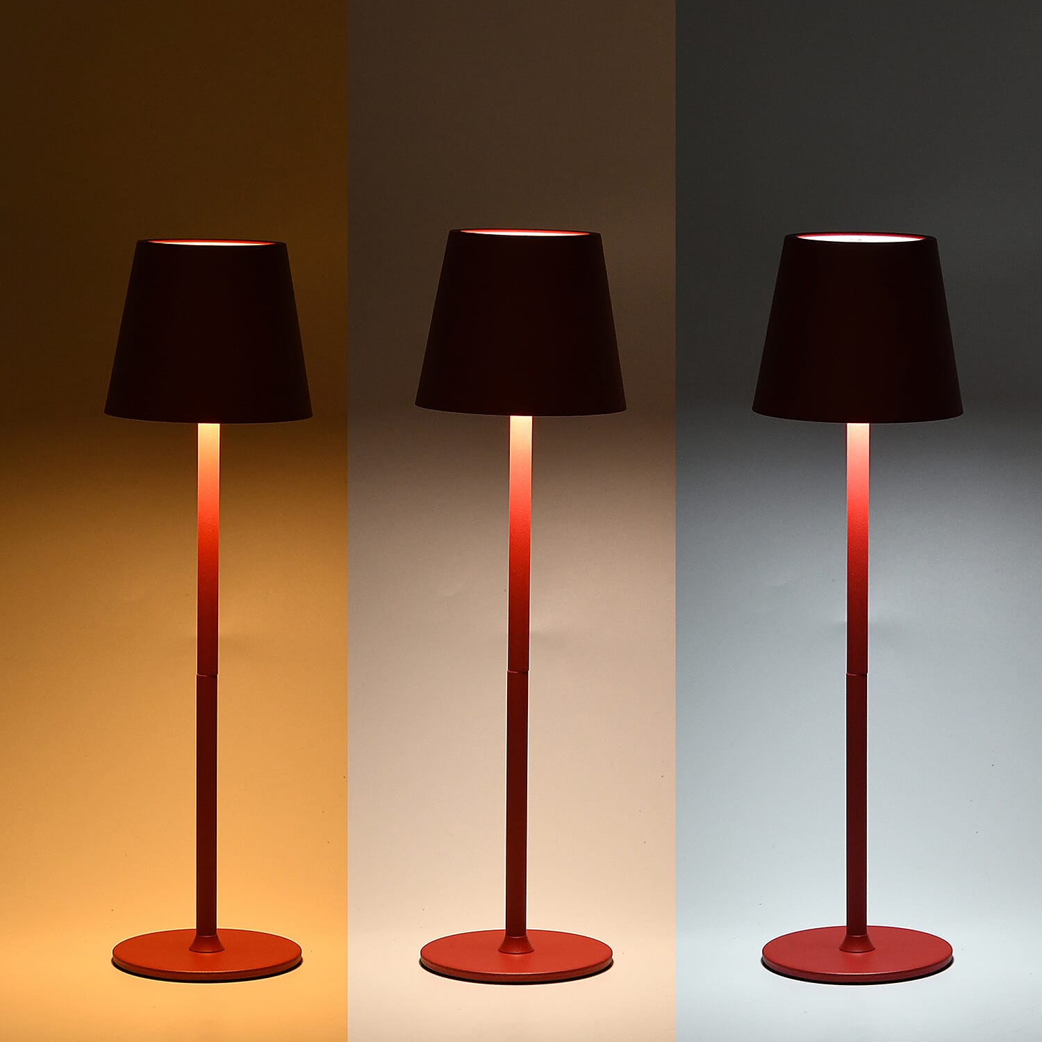 BLACK FRIDAY MEGA DEAL - LIVMORE Rechargable Table Lamp With Warm, Natural & Cool Lights (1200mAh Battery) - Red