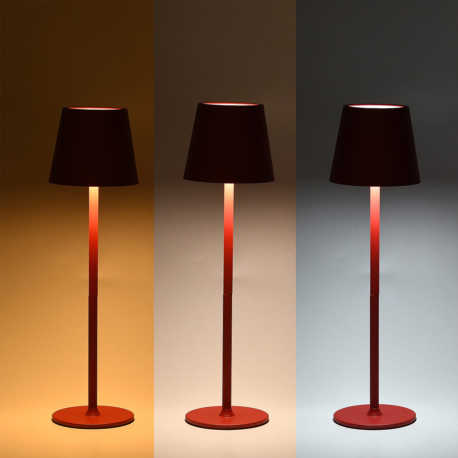 BLACK FRIDAY MEGA DEAL - LIVMORE Rechargable Table Lamp With Warm, Natural & Cool Lights (1200mAh Battery) - Red