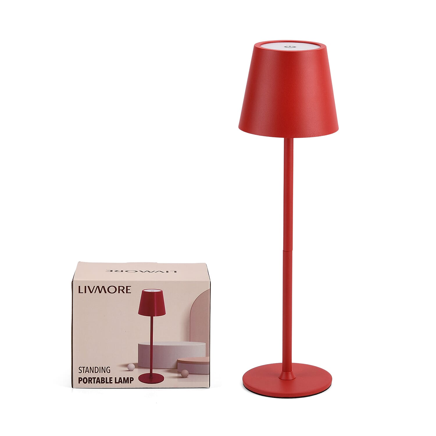 BLACK FRIDAY MEGA DEAL - LIVMORE Rechargable Table Lamp With Warm, Natural & Cool Lights (1200mAh Battery) - Red