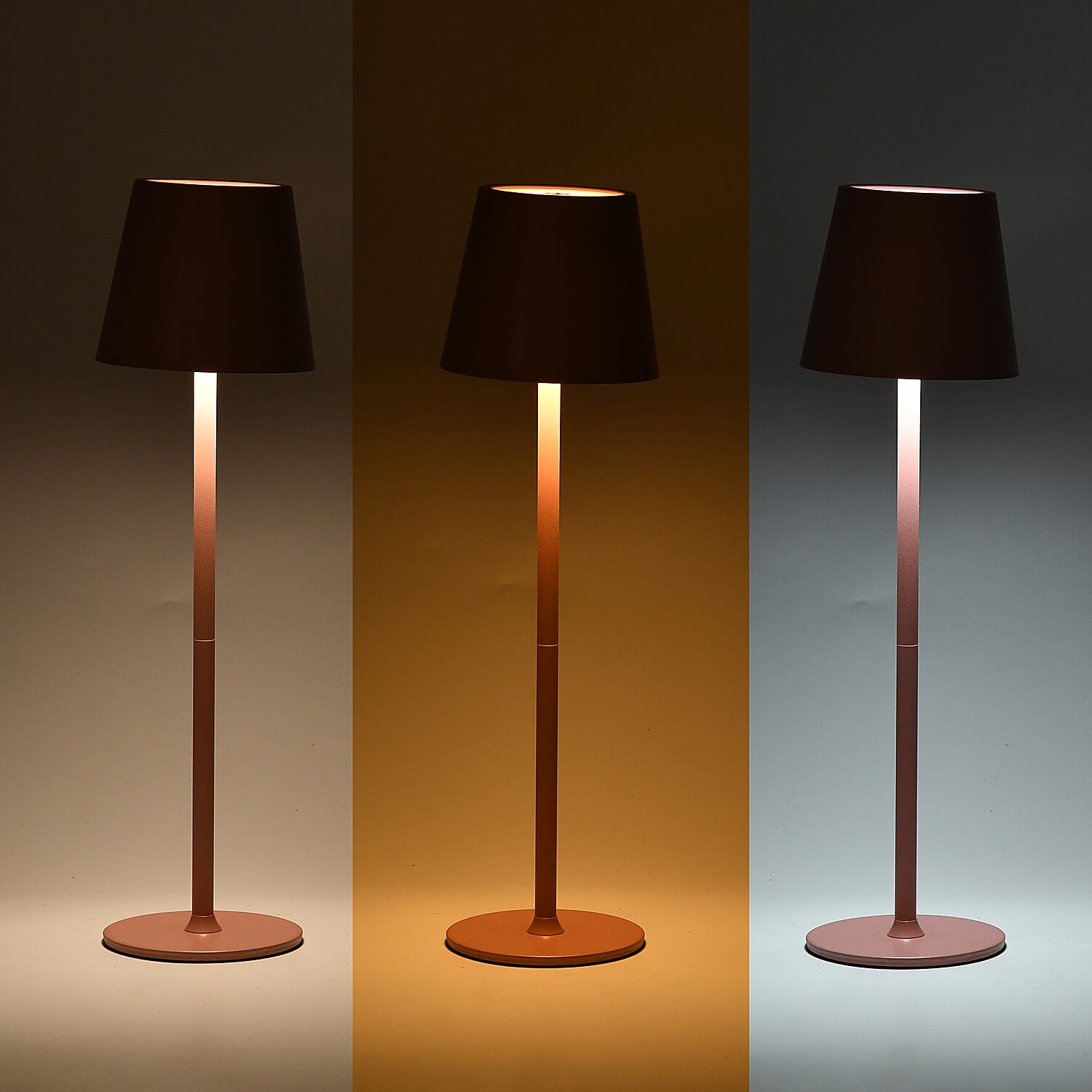 MEGA DEAL - LIVMORE Rechargable Table Lamp With Warm, Natural & Cool Lights (1200mAh Battery) - Pink