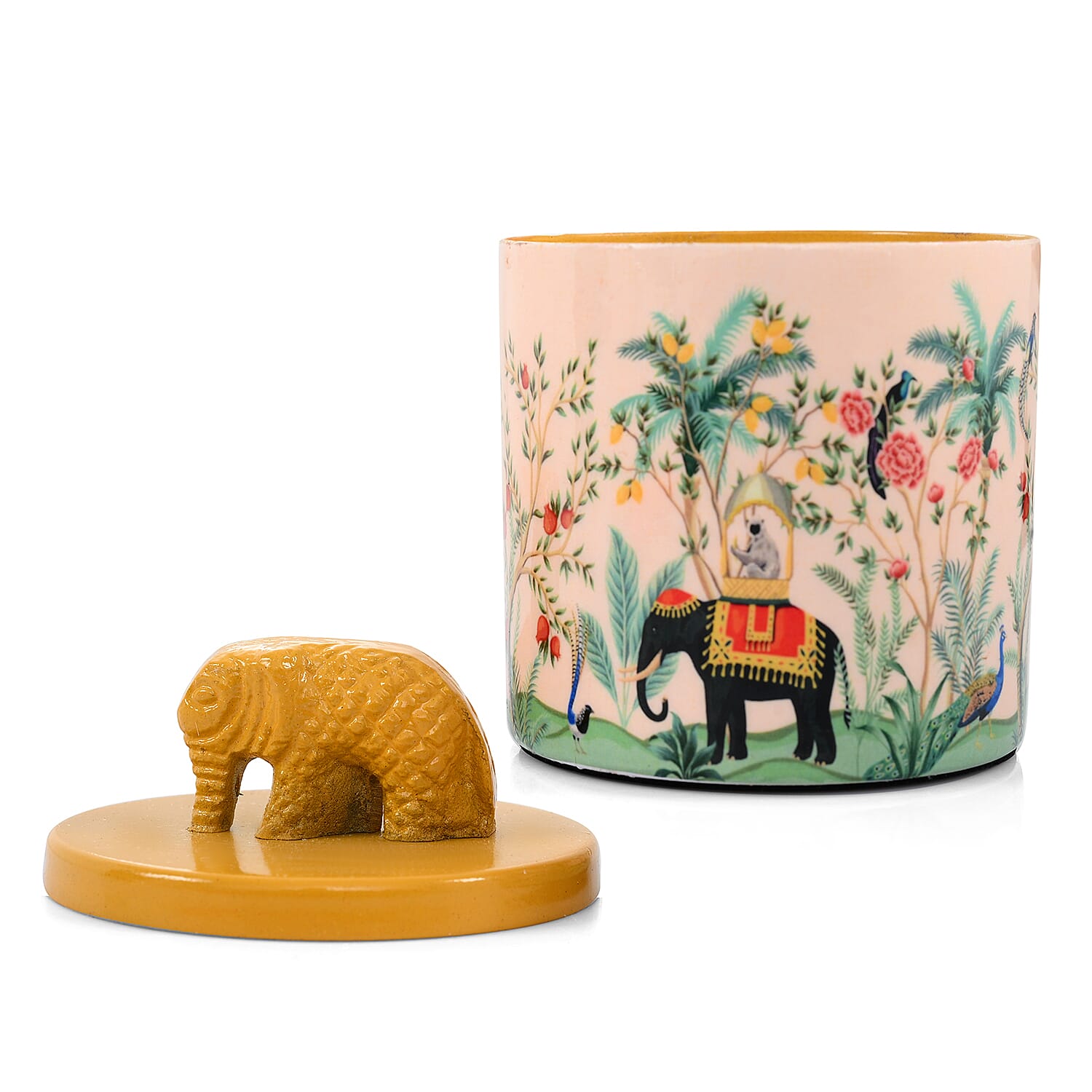 Scented Wax Candle in Jungle Elephant Print Metal Jar (250 ml)