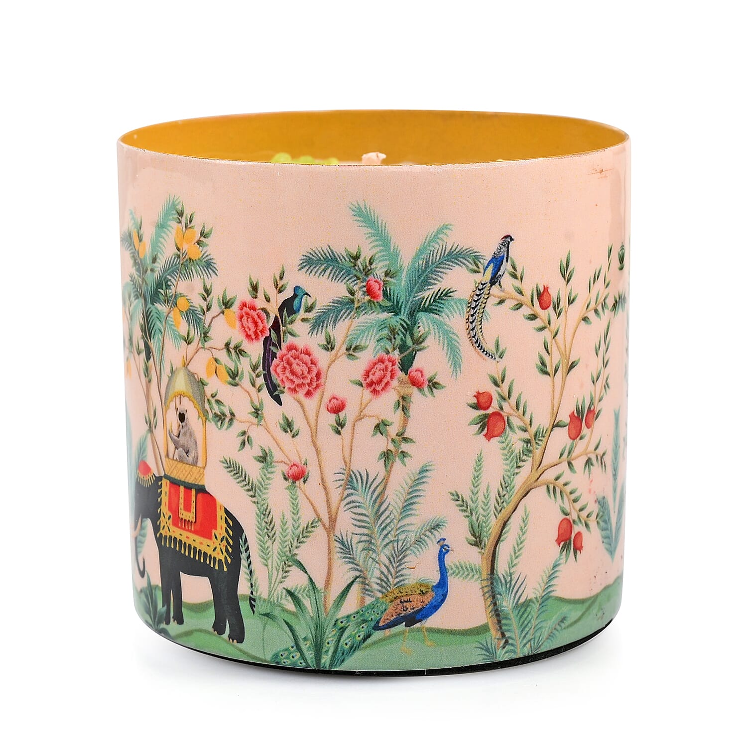 Scented Wax Candle in Jungle Elephant Print Metal Jar (250 ml)