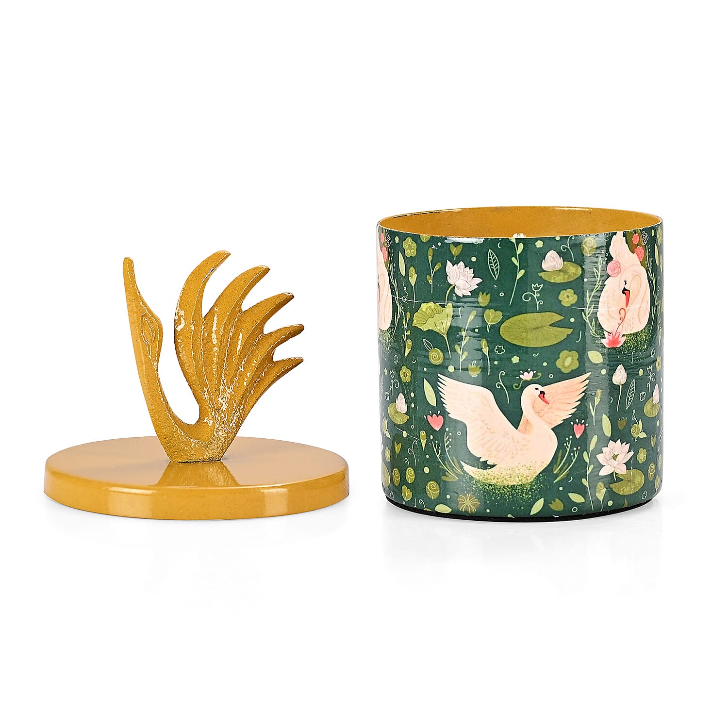 Scented Paraffin Wax Candle in Swan & Lily Printed Metal Jar (250 ml)
