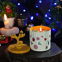 Scented Paraffin Wax Candle in Raindeer Printed Metal Jar (250 ml)