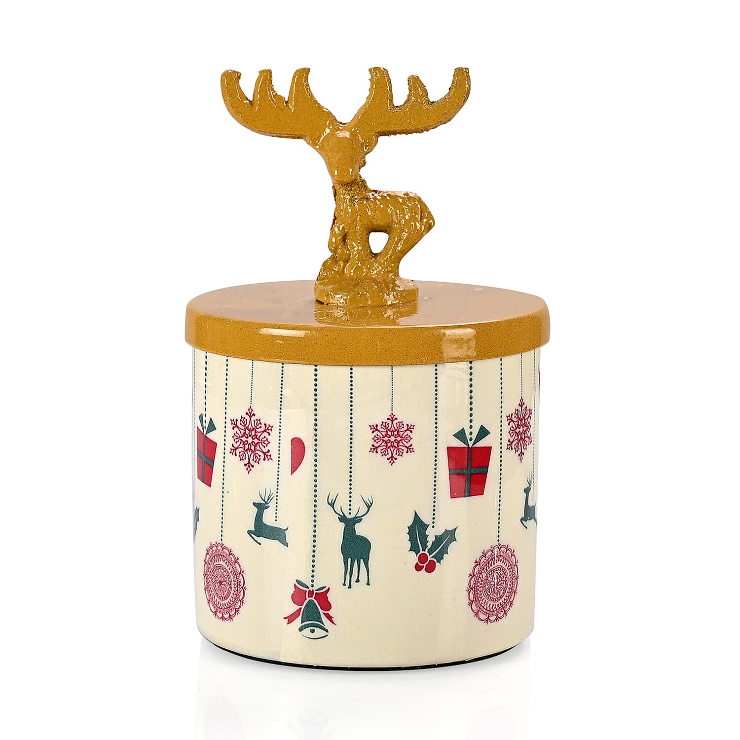 Scented Paraffin Wax Candle in Raindeer Printed Metal Jar (250 ml)