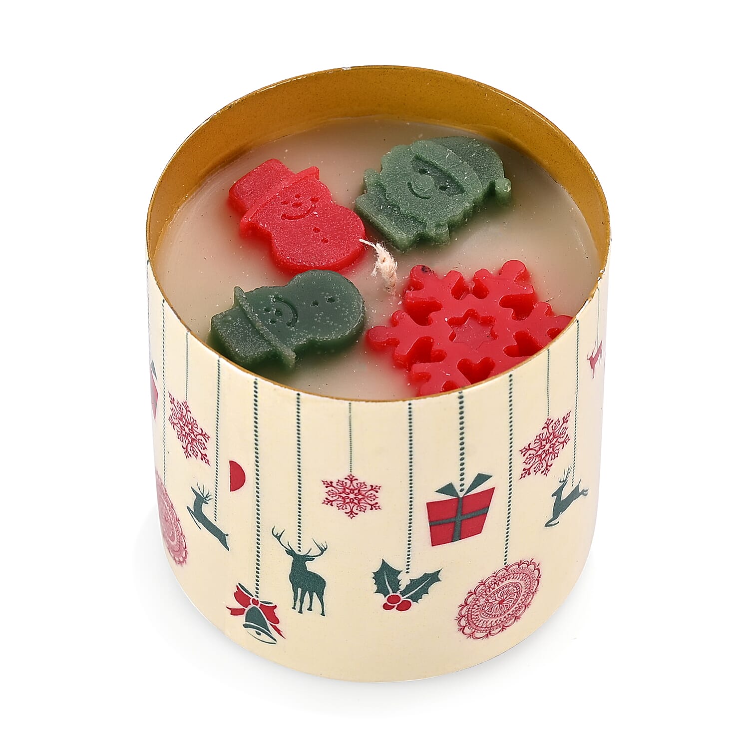 Scented Paraffin Wax Candle in Raindeer Printed Metal Jar (250 ml)