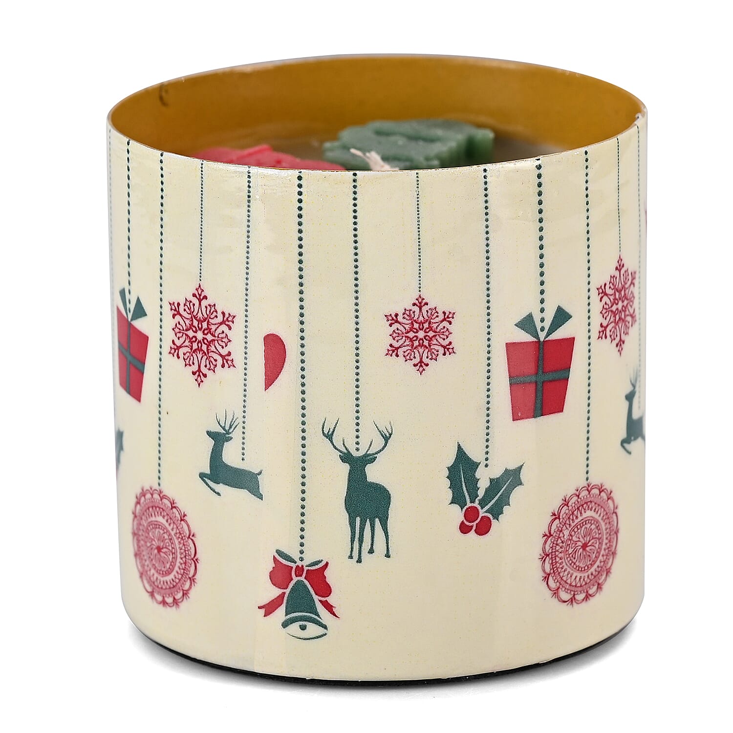 Scented Paraffin Wax Candle in Raindeer Printed Metal Jar (250 ml)
