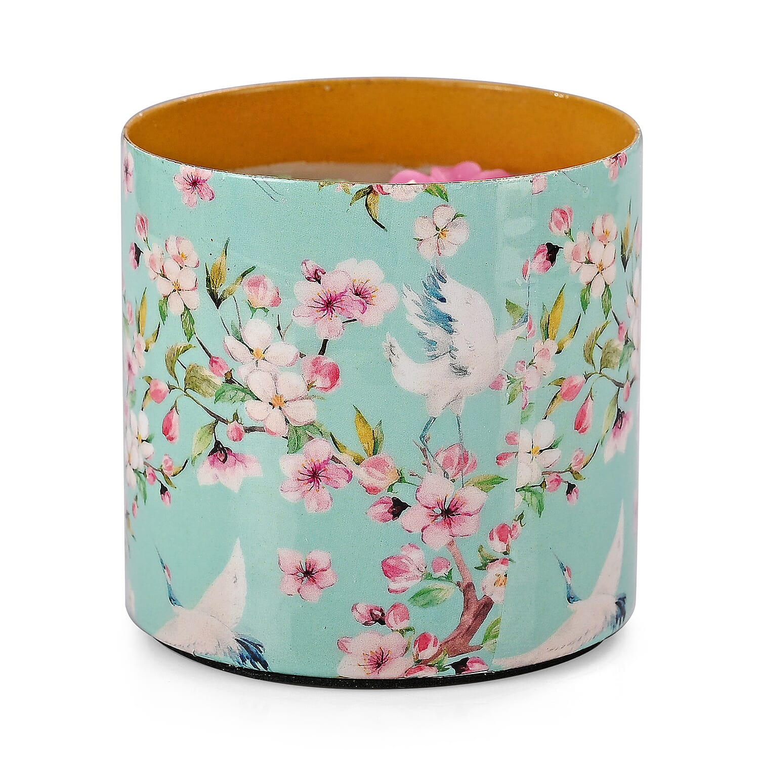 Scented Wax Candle in Floral Printed Metal Jar (250 ml)