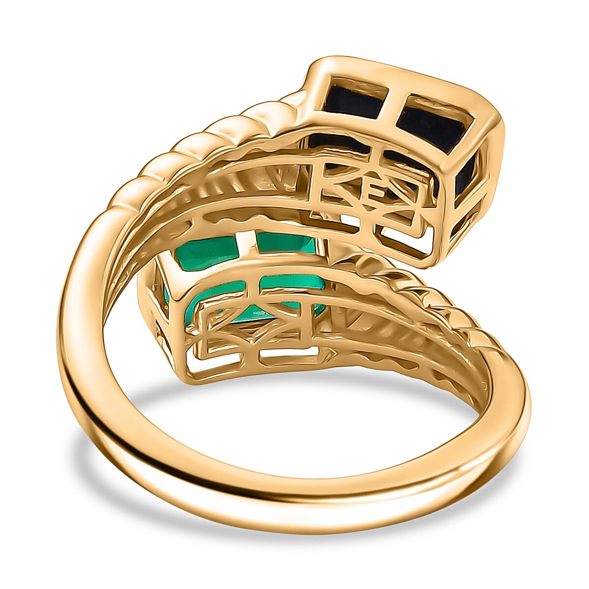 Ever True Lapis Lazuli & Verde Onyx Ring in Yellow Gold Plating 3.25 Ct. Ever True Lapis Lazuli & Verde Onyx Ring in Yellow Gold Plating 3.25 Ct.
