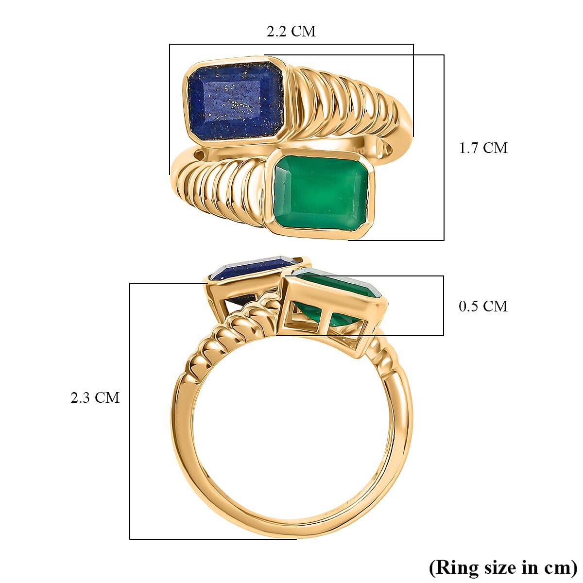Ever True Lapis Lazuli & Verde Onyx Ring in Yellow Gold Plating 3.25 Ct. Ever True Lapis Lazuli & Verde Onyx Ring in Yellow Gold Plating 3.25 Ct.