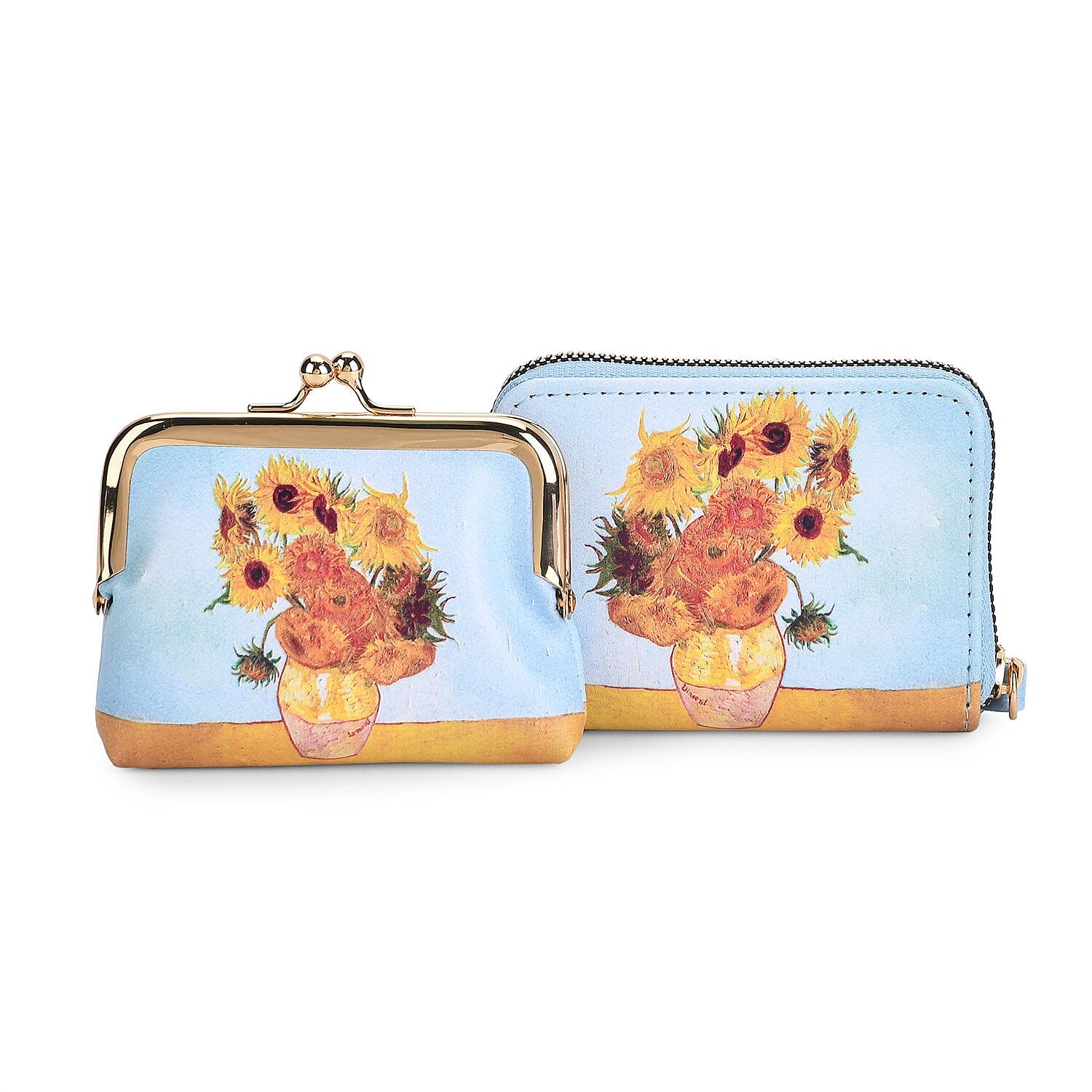Sunflower Print RFID Wallet - Blue