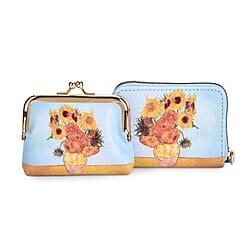 Girl with a Pearl Earring Print RFID Wallet - Dark Purple