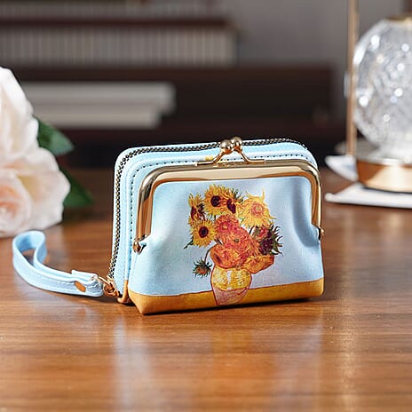 Sunflower Print RFID Wallet - Blue