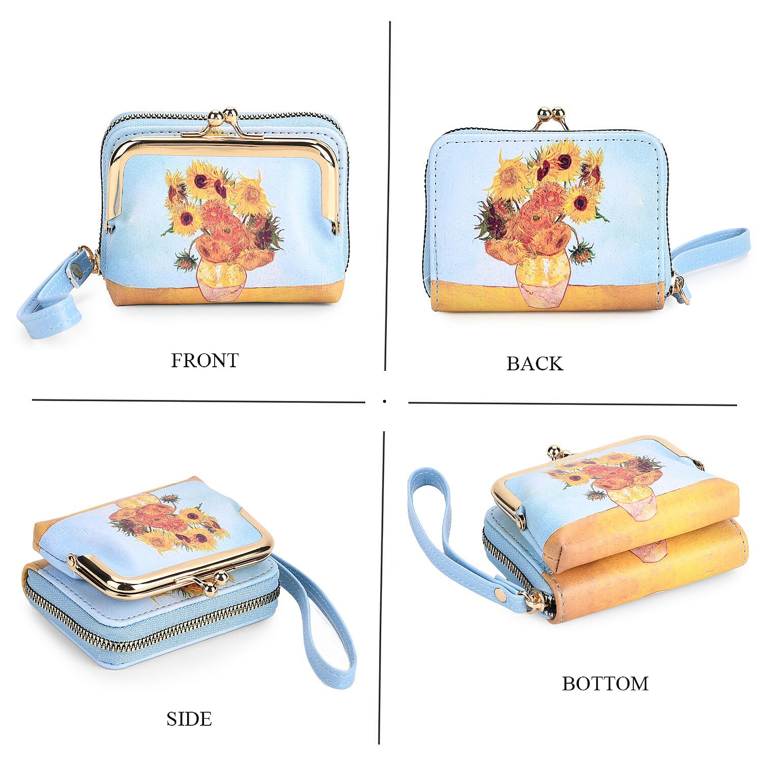 Sunflower Print RFID Wallet - Blue