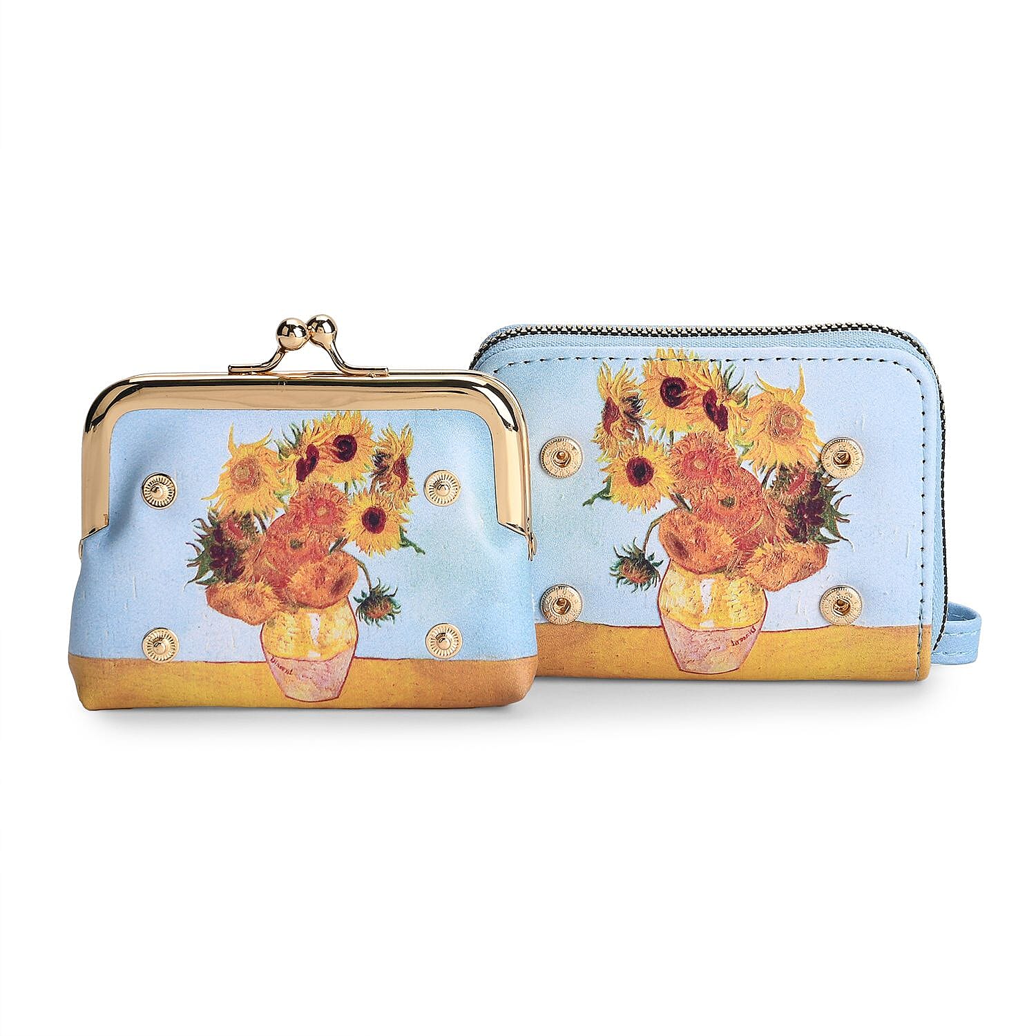 Sunflower Print RFID Wallet - Blue