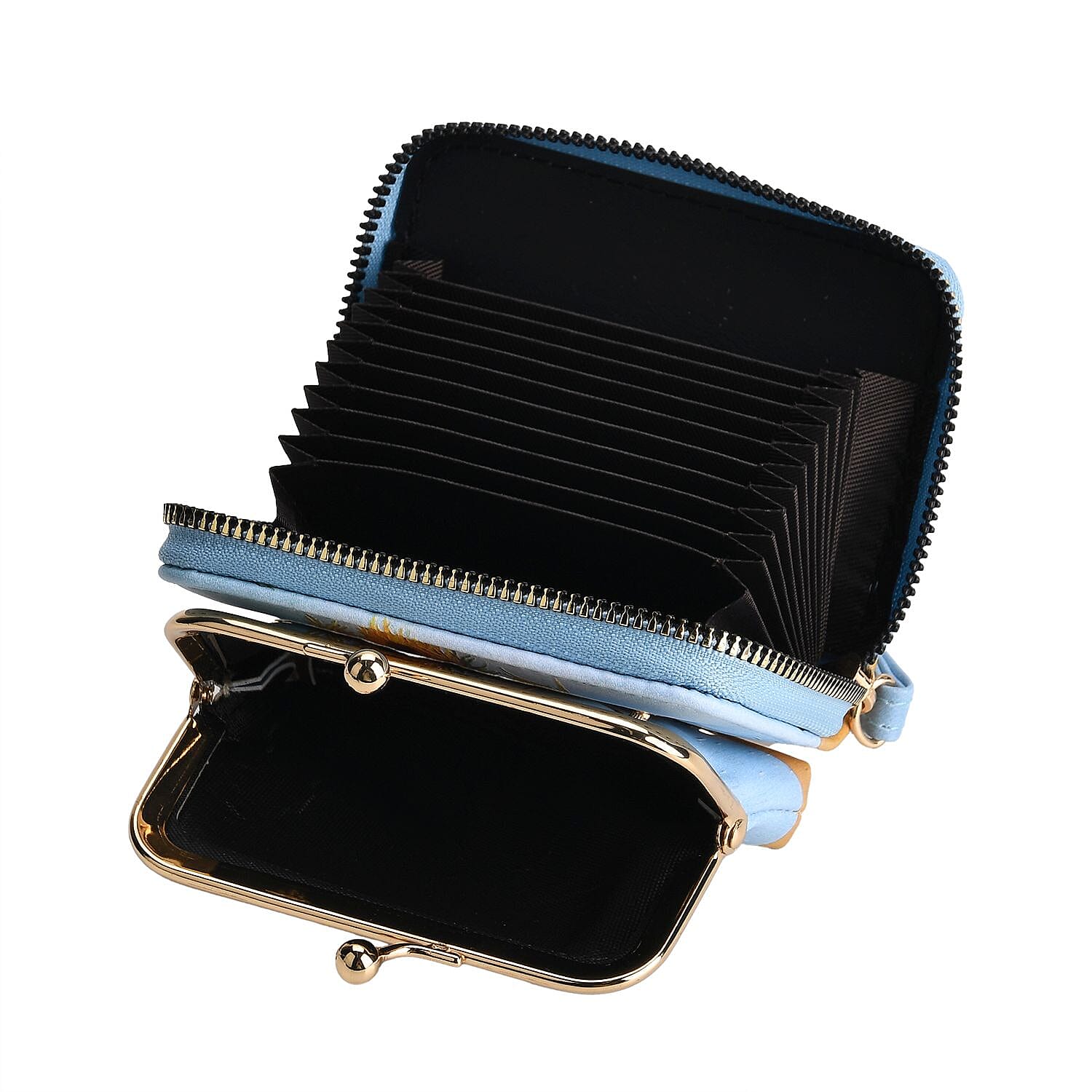 Sunflower Print RFID Wallet - Blue