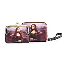 Mona-Lisa Print RFID Wallet - Brown