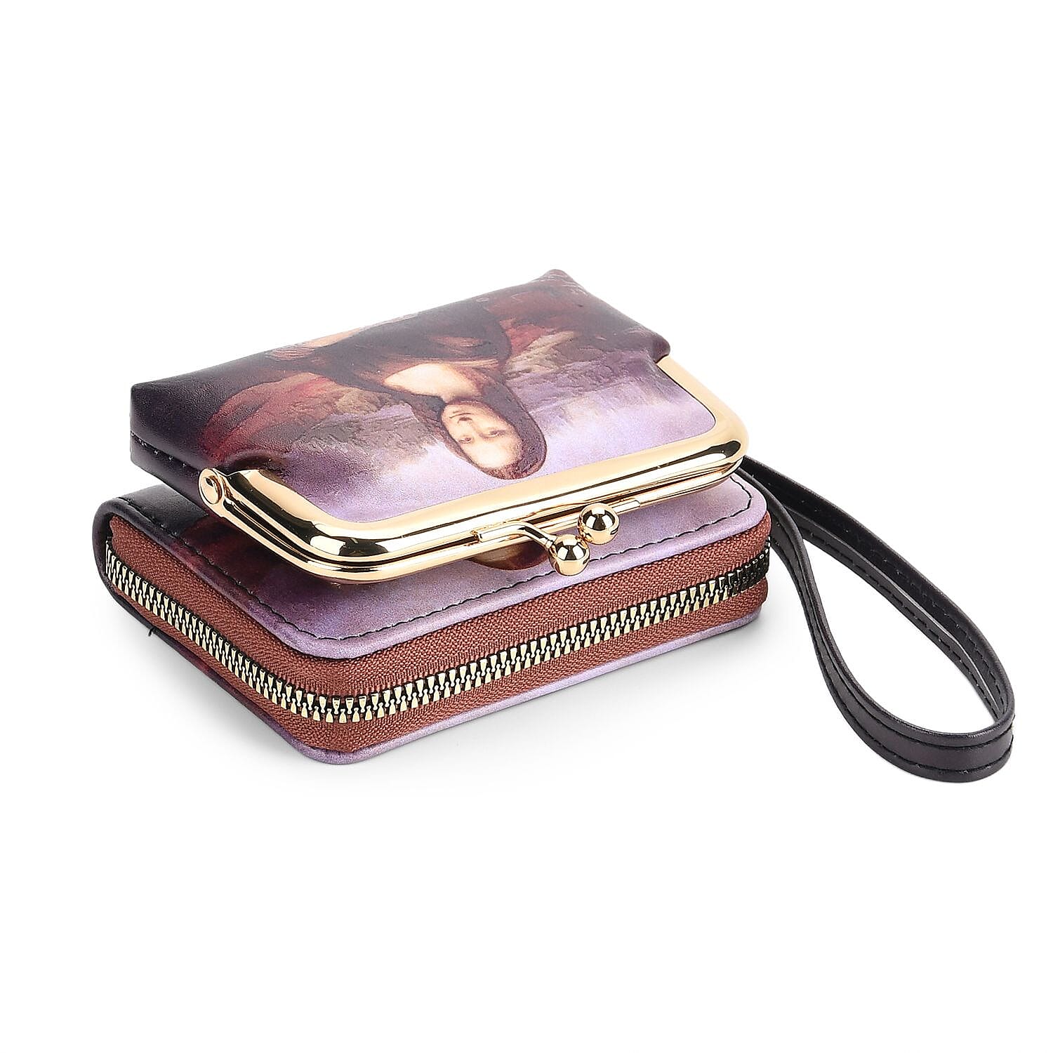 Mona-Lisa Print RFID Wallet - Brown