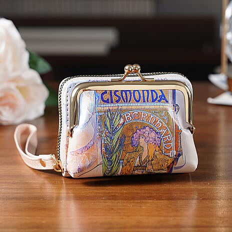 Statue of the Goddess Print RFID Wallet - Beige & Yellow