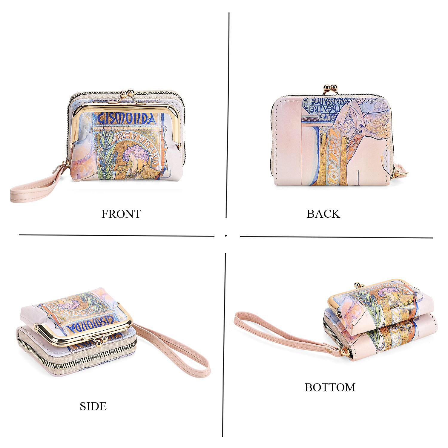 Statue of the Goddess Print RFID Wallet - Beige & Yellow