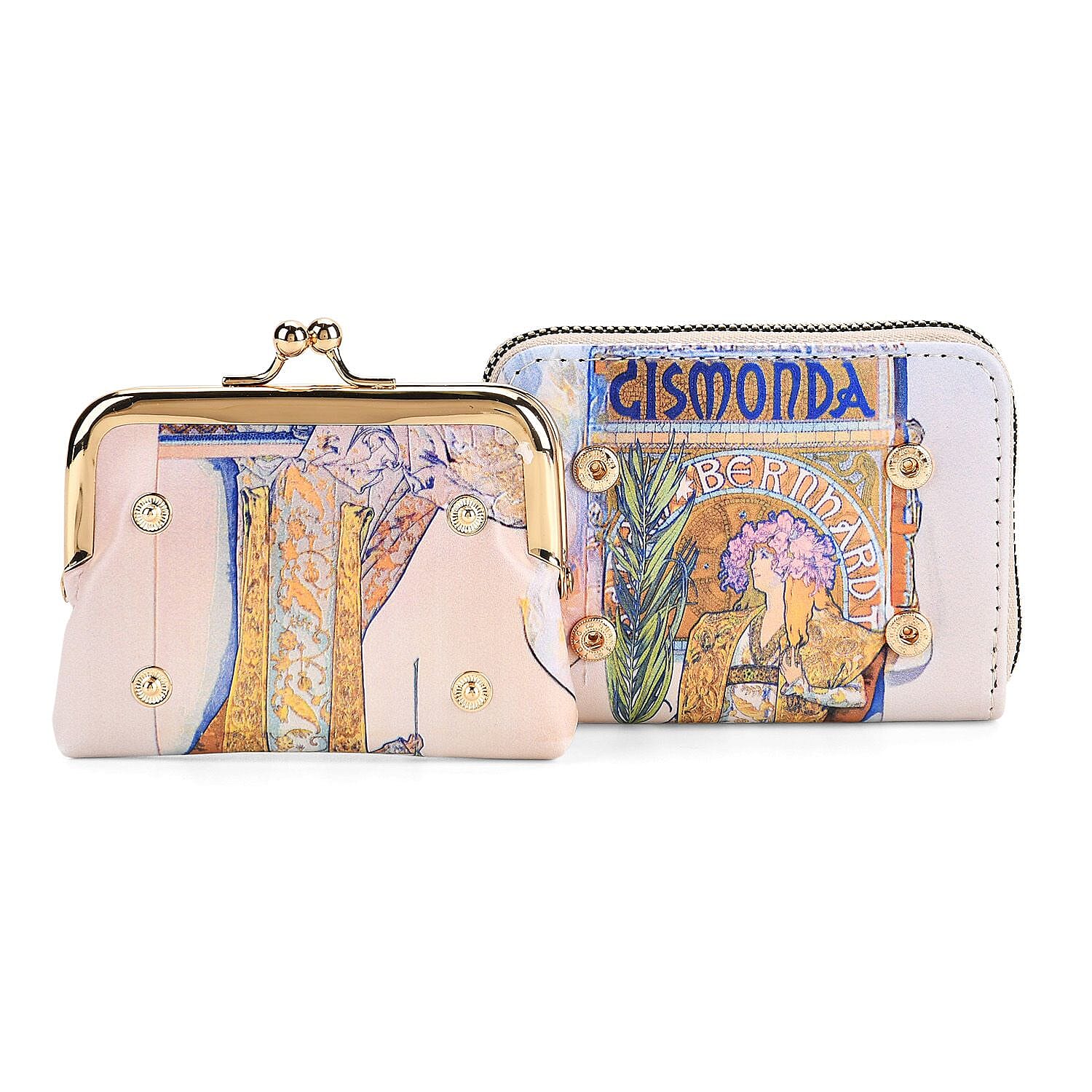 Statue of the Goddess Print RFID Wallet - Beige & Yellow