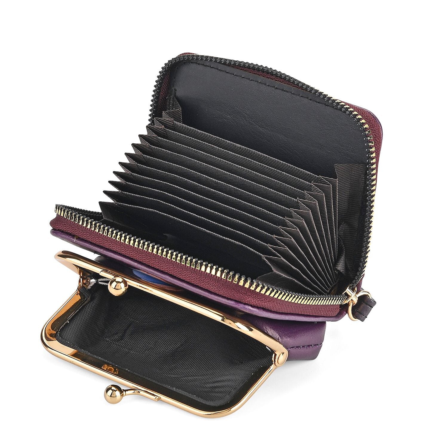 Girl with a Pearl Earring Print RFID Wallet - Dark Purple