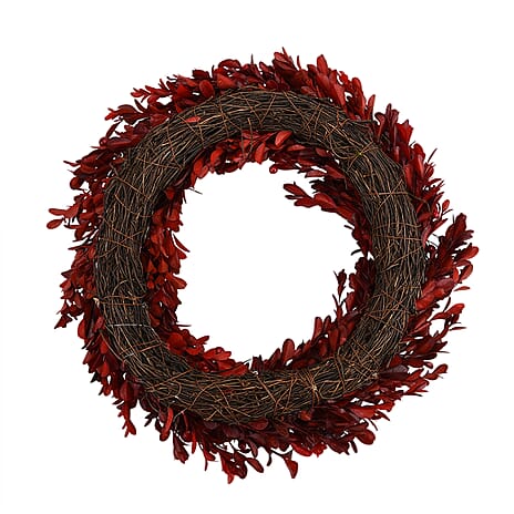 Pre-Lit Christmas Wreath with 12 Warm LEDs (35 cm) - Red Berry