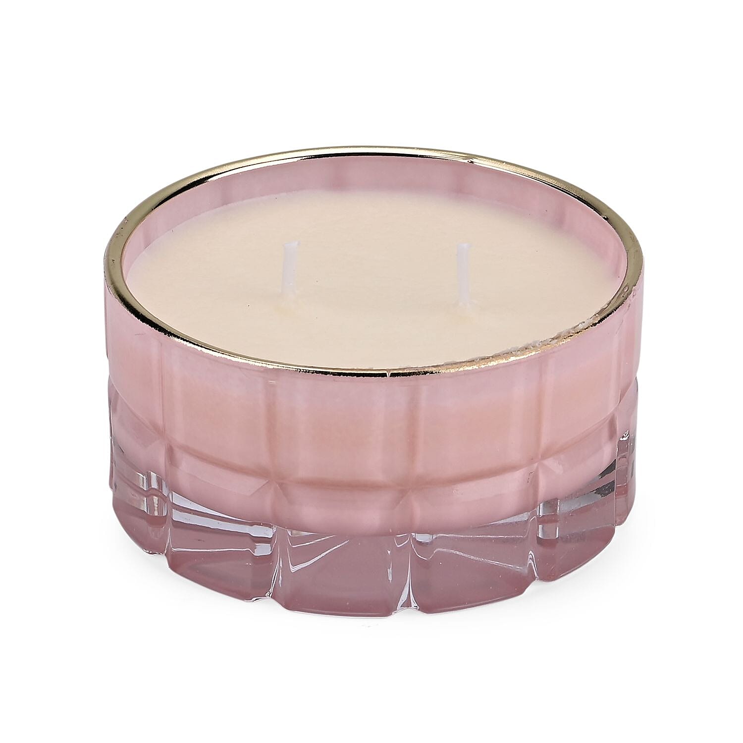 Aroma Glow Glass Jar Candles Jasmine and Neroli Scent (150g) (28hr Burn Time) - Pink