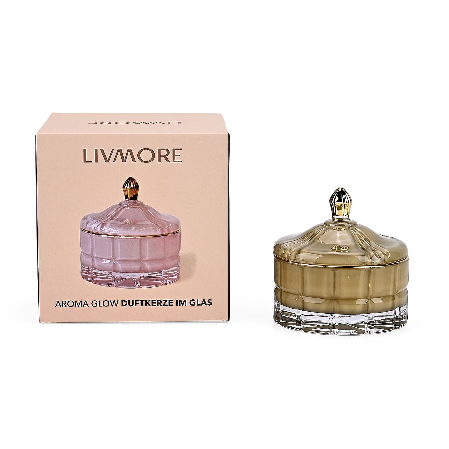 Aroma Glow Glass Jar Candles Oud Wood Scent (150g) (28hr Burn Time) - Green