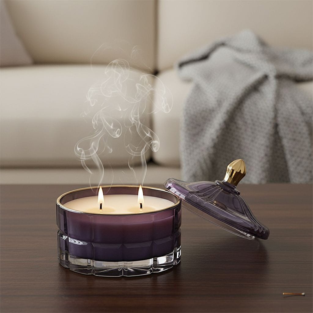 Aroma Glow Glass Jar Candles Lavender and Jasmine Scent (150g) (28hr Burn Time) - Purple
