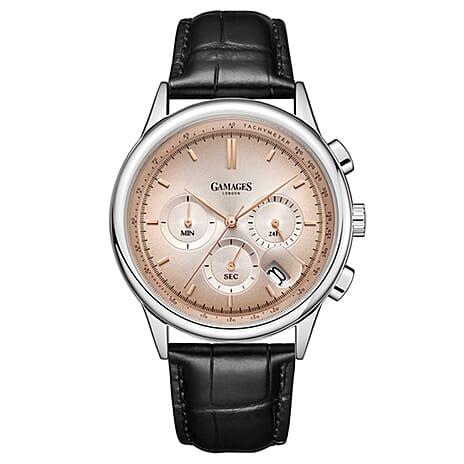 GAMAGES OF LONDONLimited Edition Hand Assembled Gawain Albion Mechanical Quartz Mens Watch with Black Leather Strap