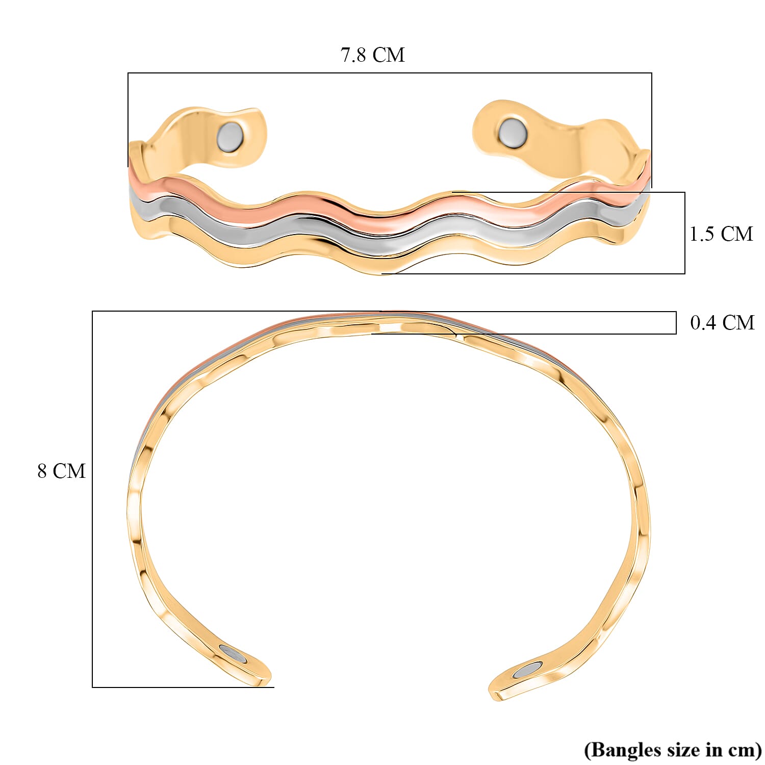 MagneticTri Color Bangle (Size 7.5)