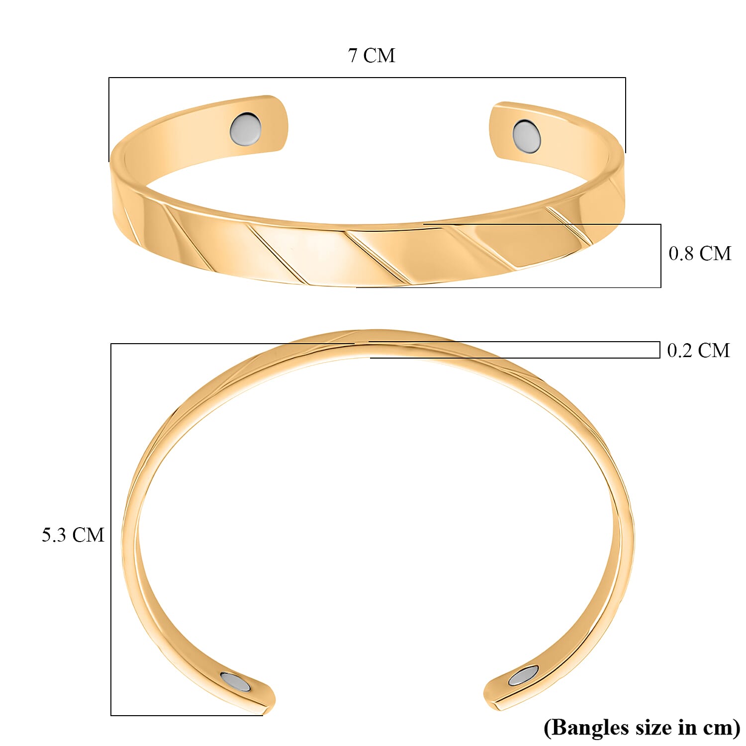 Magnetic Therapy Collection - Adjustable Magnetic Bangle in Gold Plated