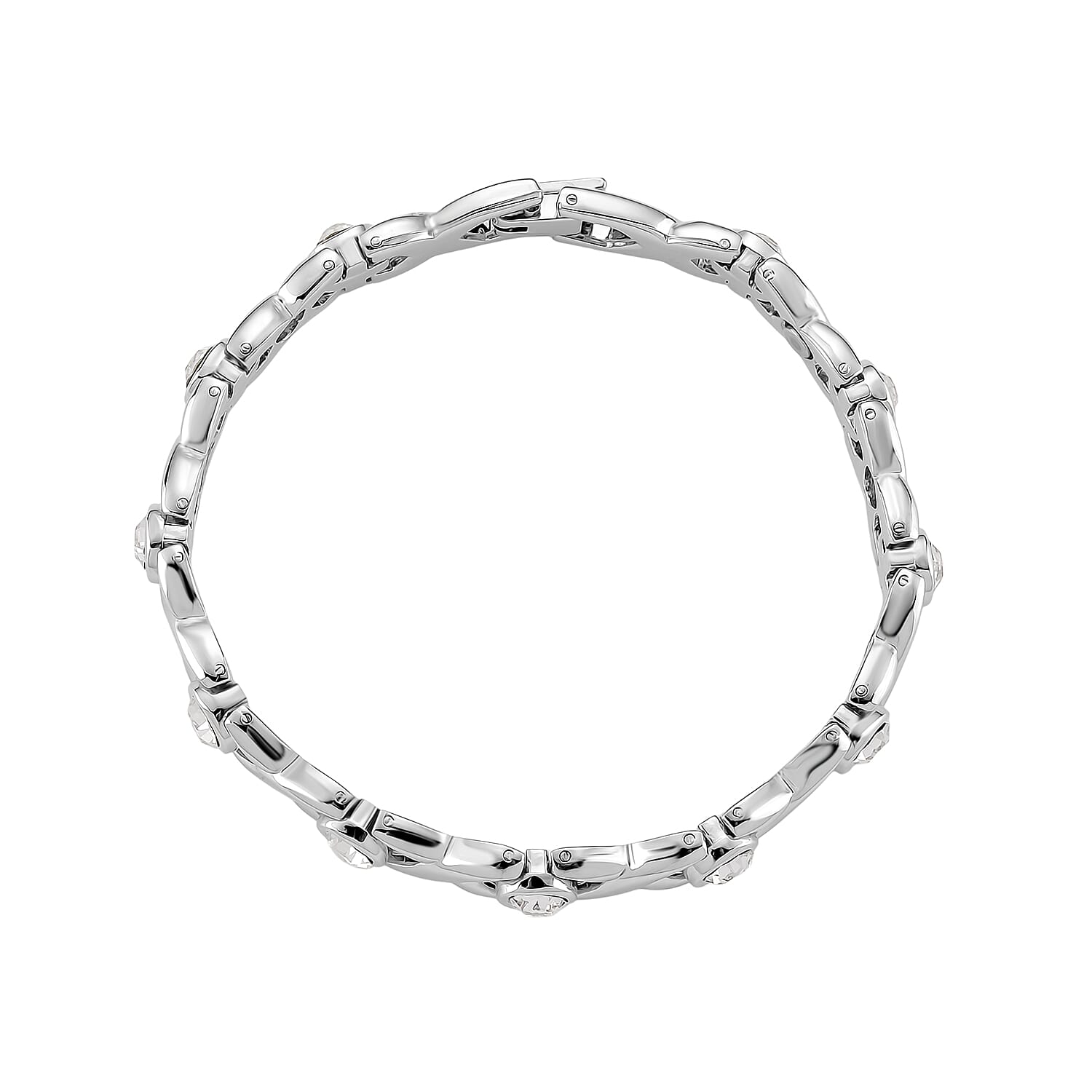 Austrian White Crystal Beads Bracelet (Size - 7.5) in Silver Colour Tone 1.10 Ct.