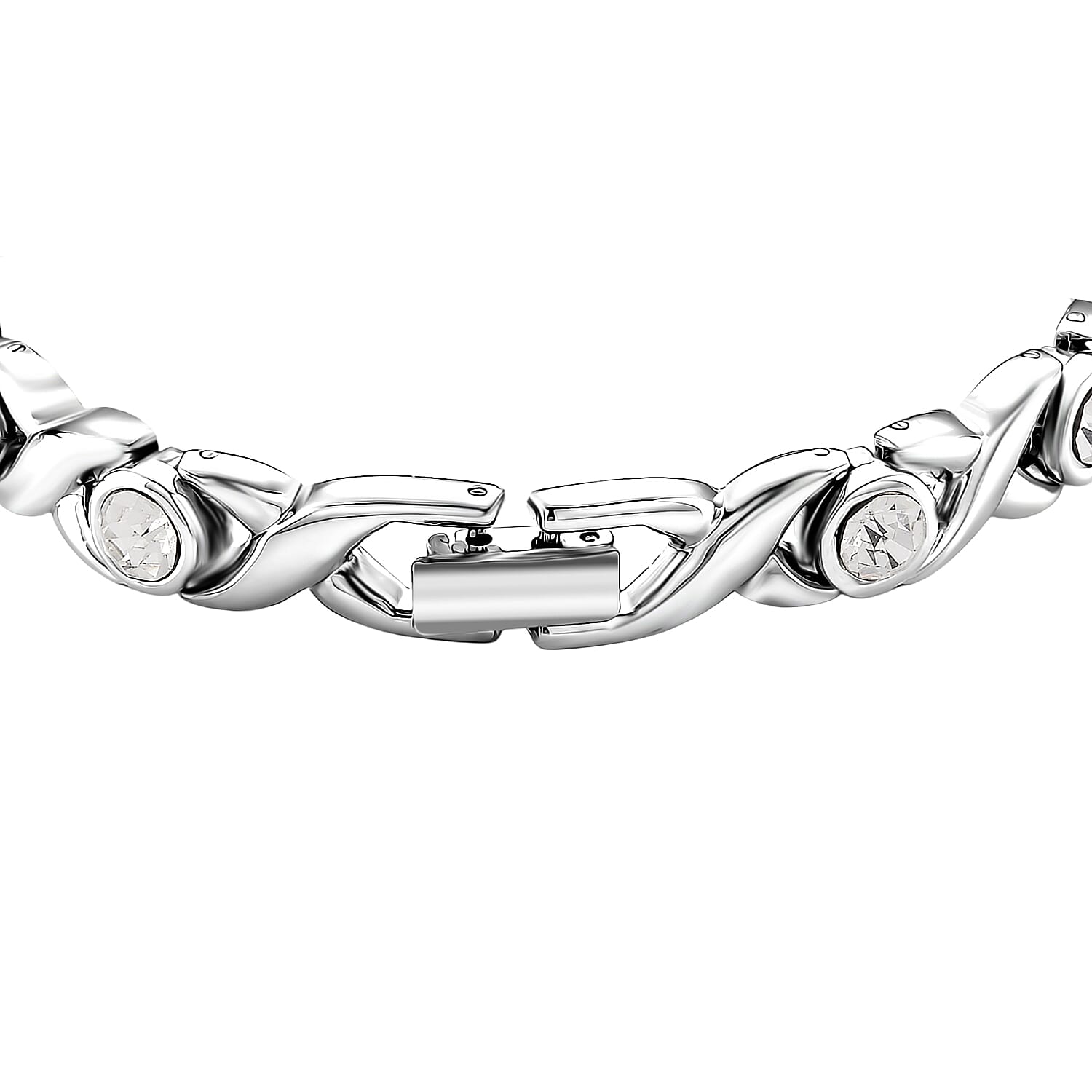 Austrian White Crystal Beads Bracelet (Size - 7.5) in Silver Colour Tone 1.10 Ct.