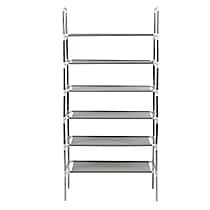 6-Tier Metal & Fabric Multi-Purpose Storage Shelf Rack (60x28x120cm) - Grey & White