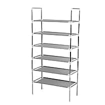 6-Tier Metal & Fabric Multi-Purpose Storage Shelf Rack (60x28x120cm) - Grey & White