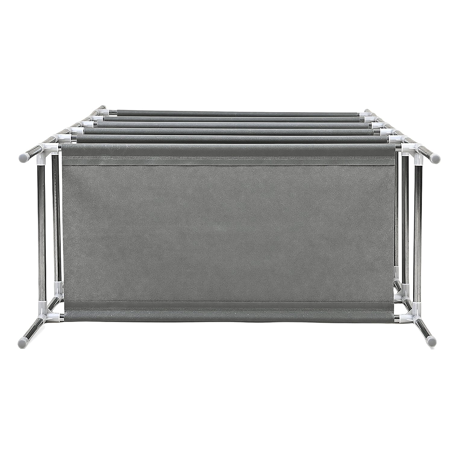 6-Tier Metal & Fabric Multi-Purpose Storage Shelf Rack (60x28x120cm) - Grey & White