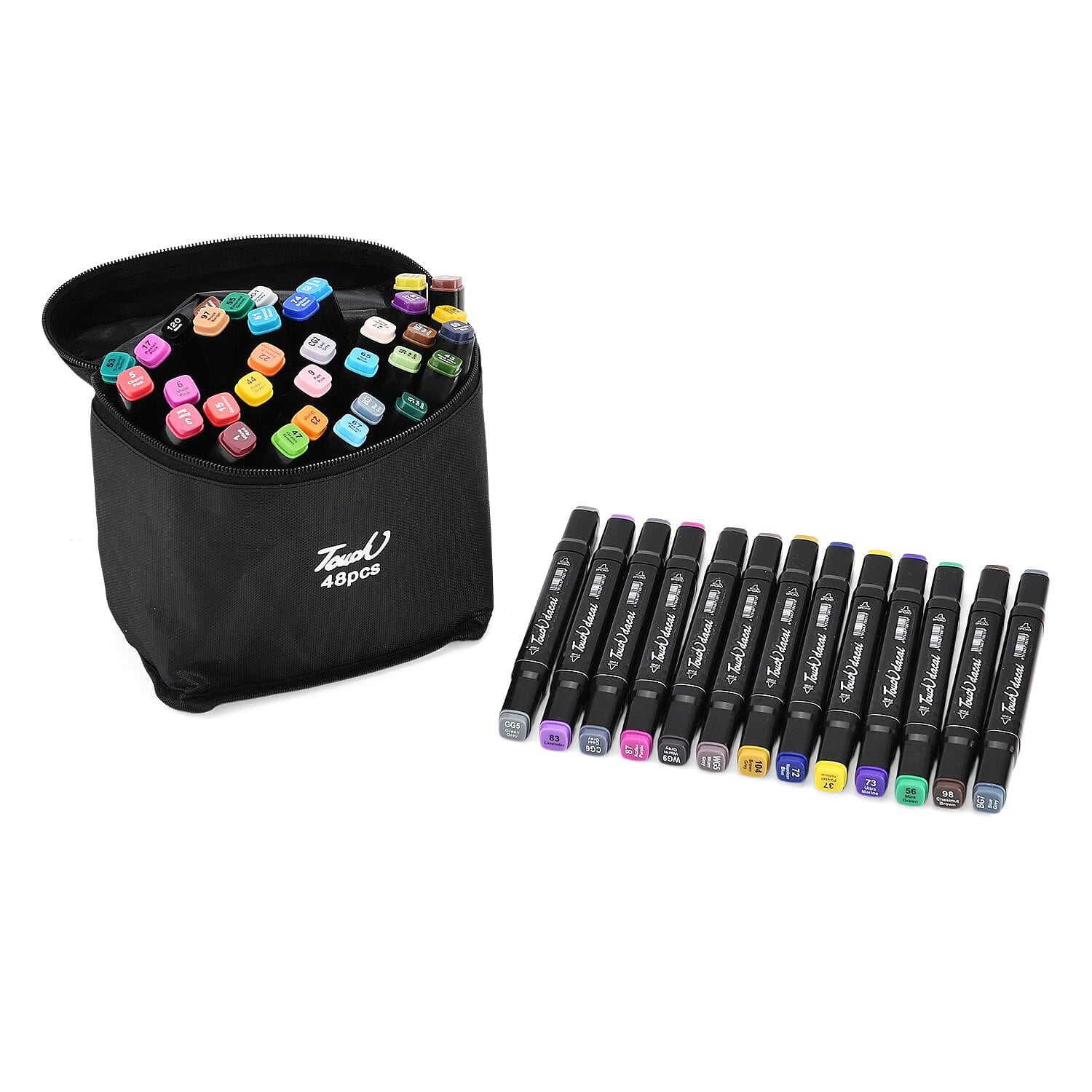Set of 48 Dual Tip Marker Pens with Portable Storage Bag
