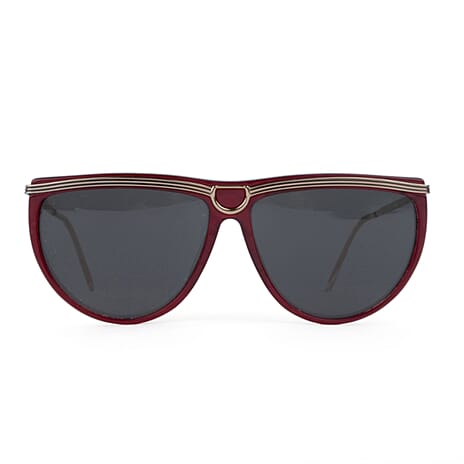 Gucci Ladies Red Rectangular Sunglasses with Gold Metal Front Design - Red