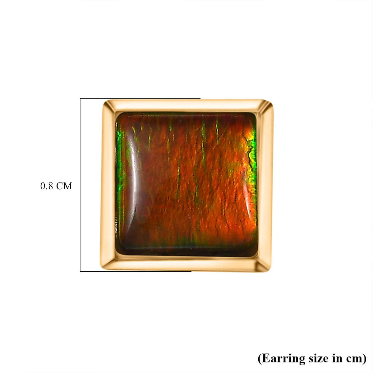 D'joy Ammolite Solitaire Stud Push Post Earring in 18K Vermeil Yellow Gold Plating Sterling Silver 2.12 Ct. D'joy Ammolite Solitaire Stud Push Post Earring in 18K Vermeil Yellow Gold Plating Sterling Silver 2.12 Ct.