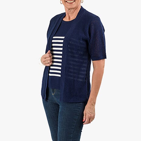 Sugar Crisp 2-In-1 Cardigan Top (Size L) - Navy