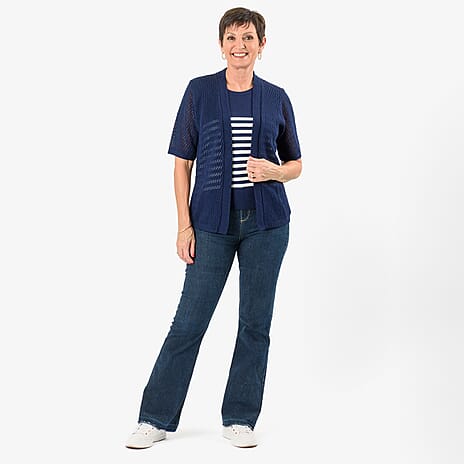 Sugar Crisp 2-In-1 Cardigan Top (Size XL) - Navy