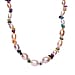 Multi Color Fresh Water Pearl & Multi Gemstones Necklace (Size - 18-2 Ext) with Lobster Clasp in Rhodium Overlay Sterling Silver 95.00 Ct.