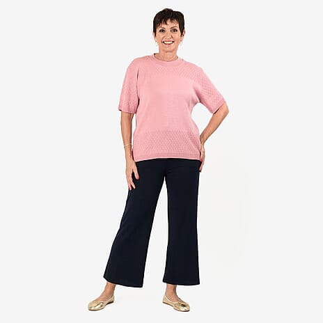 Sugar Crisp Short Sleeve Diamond Patten Top (Size M) - Pastel Pink