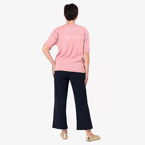 Sugar Crisp Short Sleeve Diamond Patten Top (Size S) - Pastel Pink