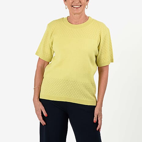Sugar Crisp Short Sleeve Diamond Patten Top (Size XL) - Pistachio