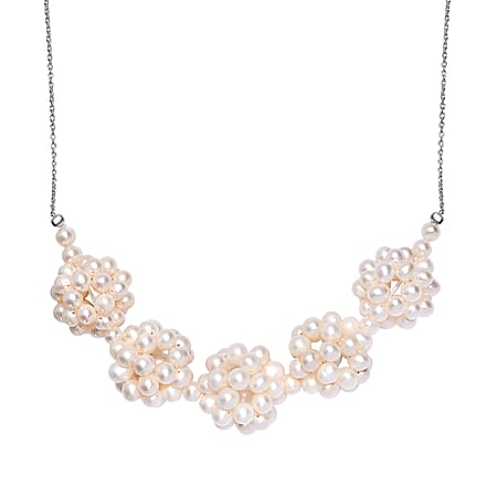 Fresh Water Pearl Necklace (Size - 20) with Lobster Clasp in Rhodium Overlay Sterling Silver 145.00 Ct. Fresh Water Pearl Necklace (Size - 20) with Lobster Clasp in Rhodium Overlay Sterling Silver 145.00 Ct.