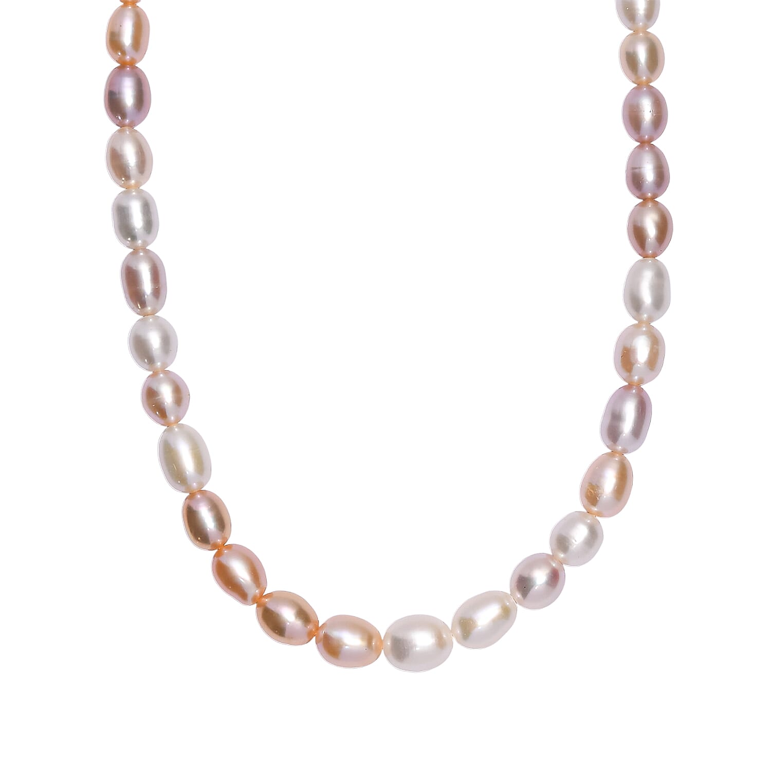 Multi Color Fresh Water Pearl Necklace (Size - 18-2 Ext) with Lobster Clasp in 18K Vermeil Yellow Gold Plated Sterling Silver 132.00 Ct.